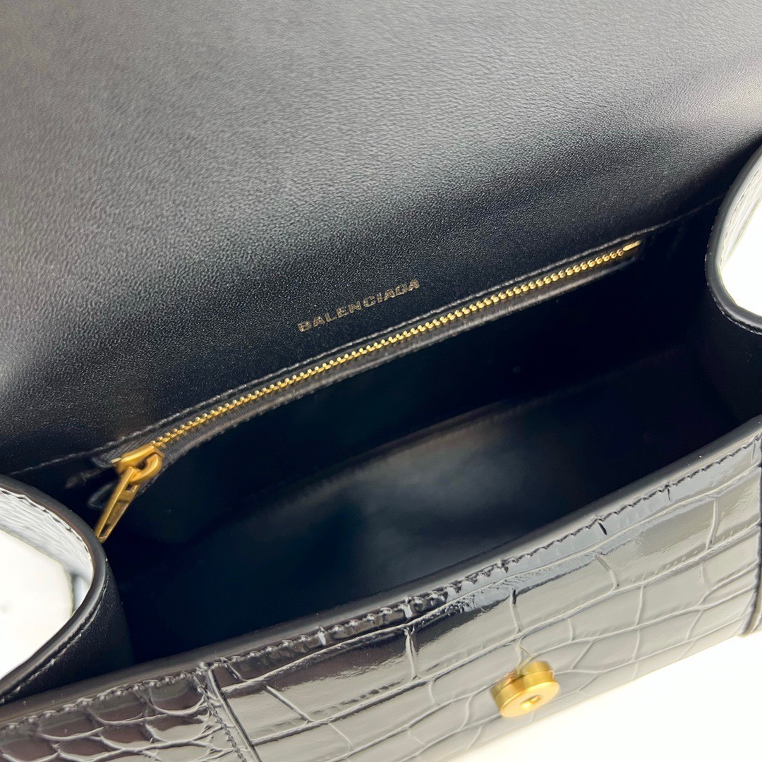 구찌 x 발렌시아가 Hourglass 블랙 여성 핸드백