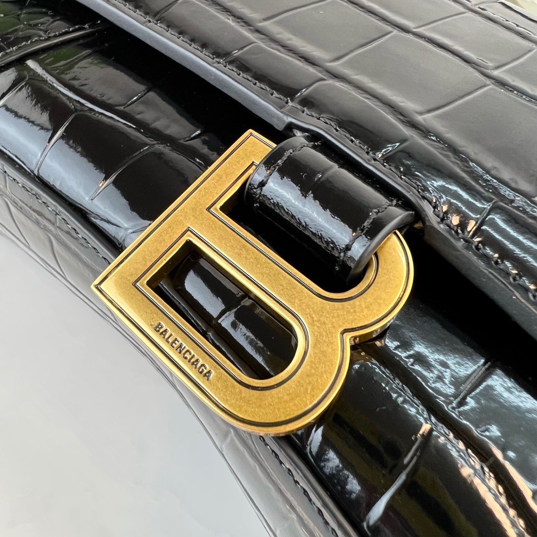 구찌 x 발렌시아가 Hourglass 블랙 여성 핸드백