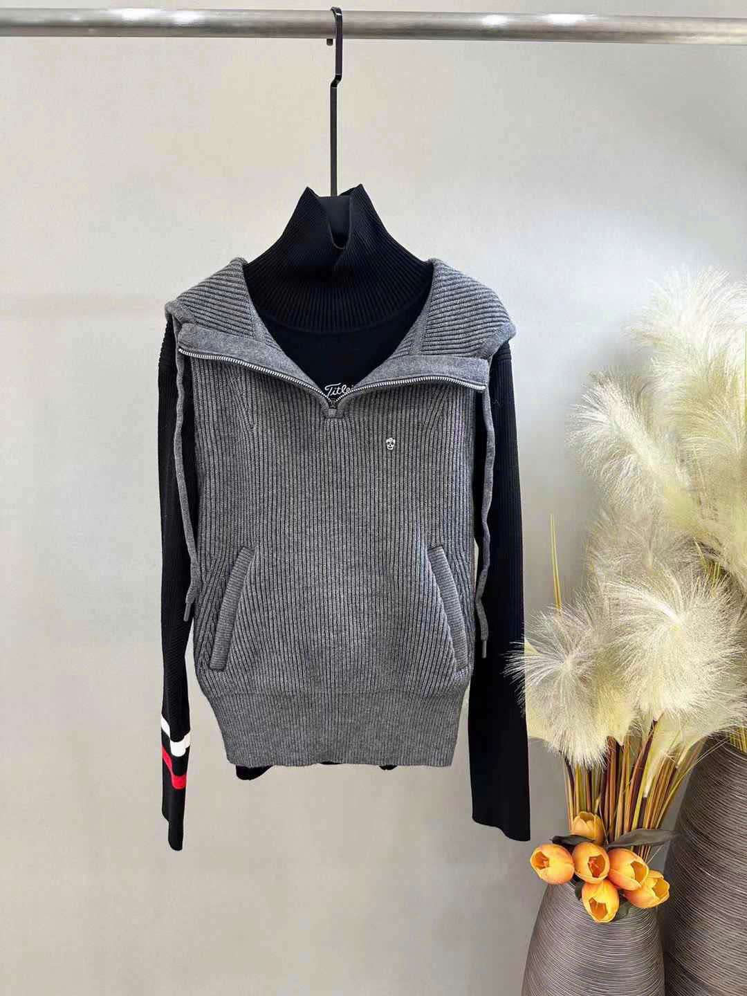 어메이징크리 가슴 작은 로고 여성 골프 니트 조끼